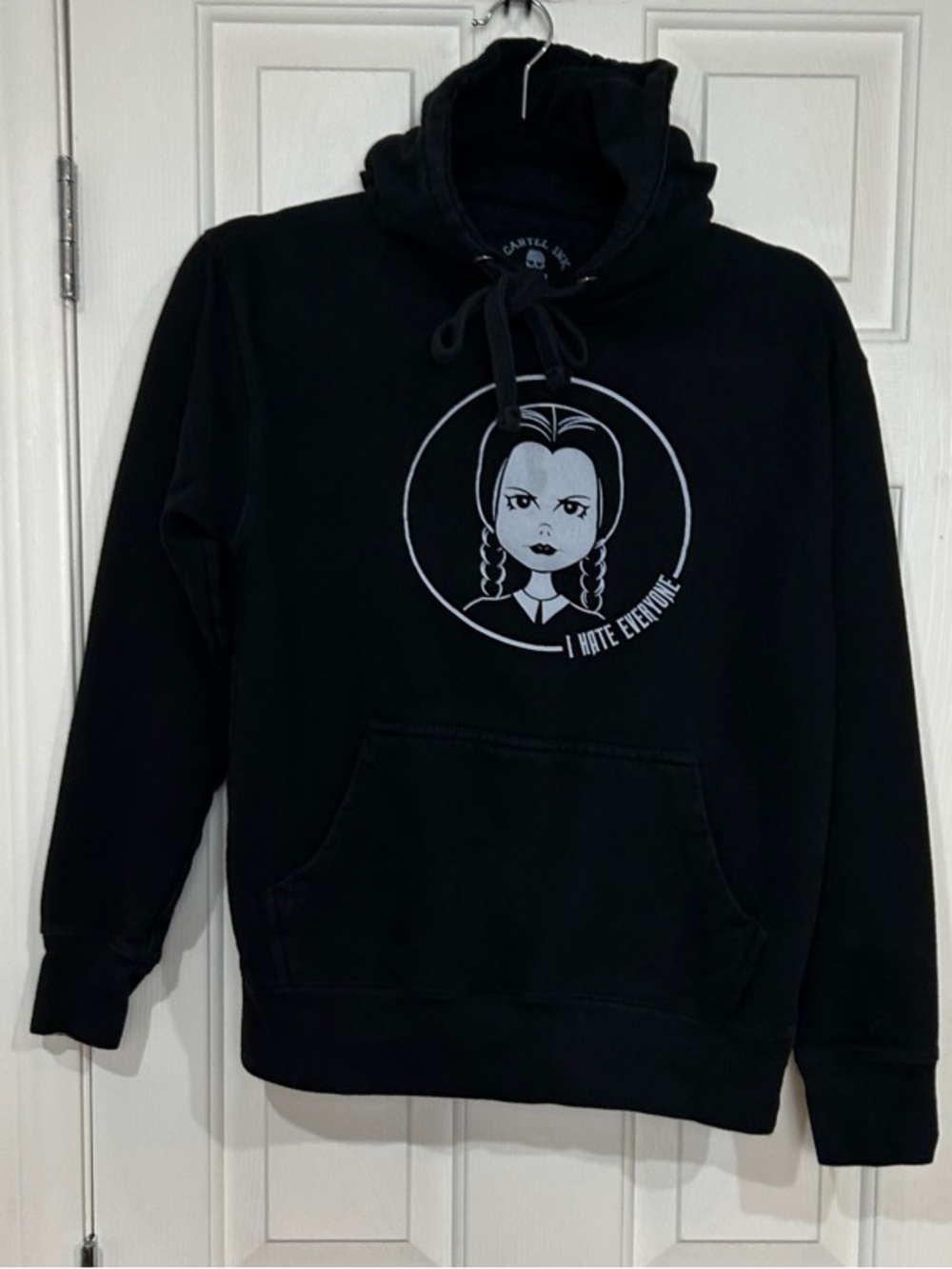 Cartel Ink "I Hate Everyone" Wednesday Addams Graphic Hoodie Small